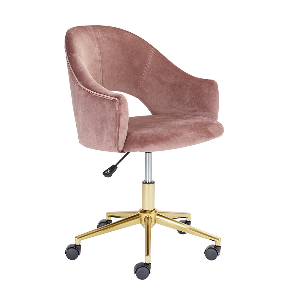 Castelle Gold Office Chair: Blush Velvet